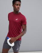 Asics Running T-shirt In Burgundy - Red