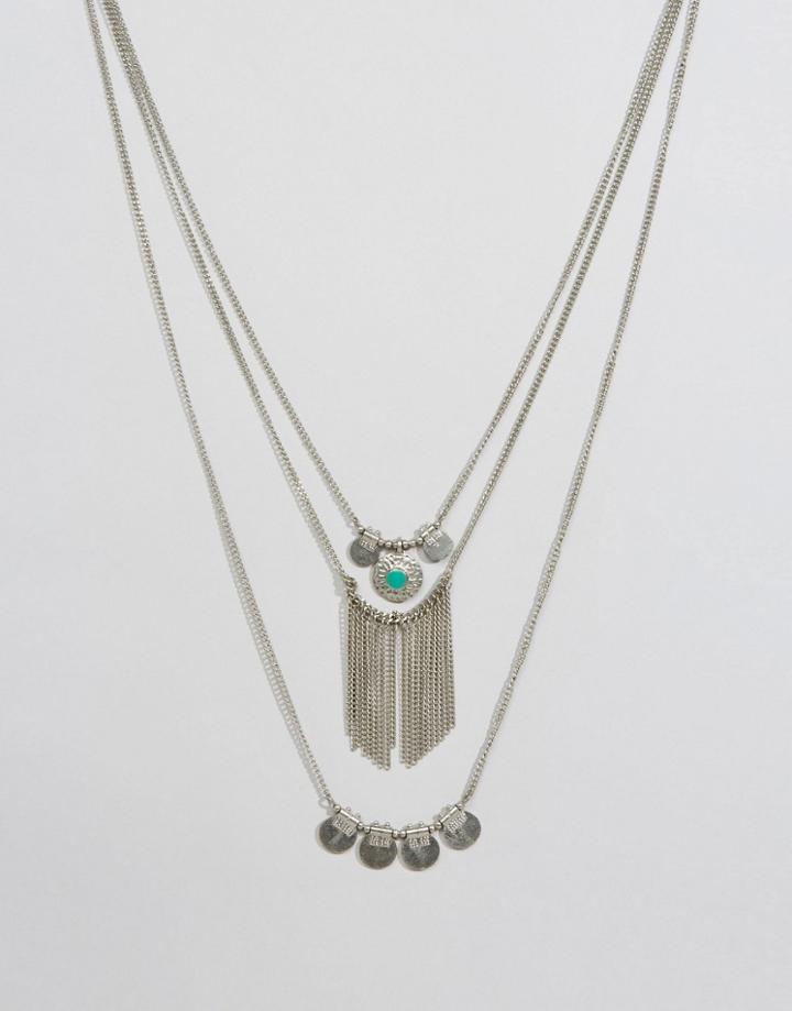 Pieces Beluna Multirow Necklace - Silver