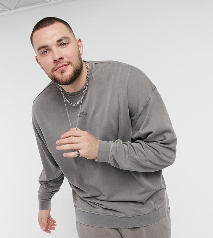 Puma Plus Logo Sweatshirt In Washed Gray-grey