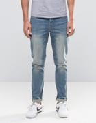 Asos Stretch Slim Jeans In 12.05oz In Light Blue - Blue
