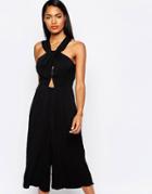 Shakuhachi Date Night Draped Jumpsuit - Black