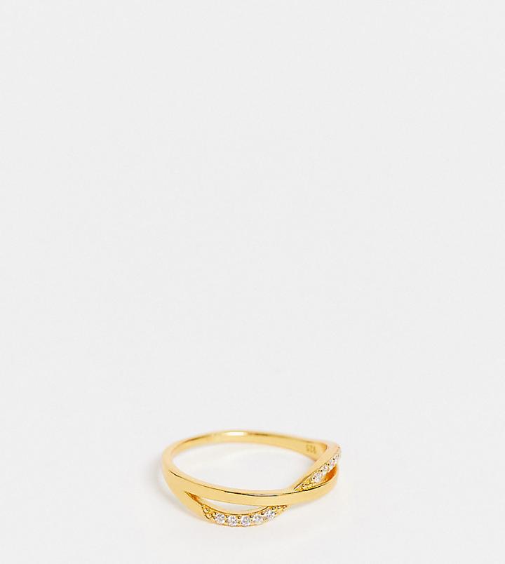 Bloom & Bay Gold Plated Twist Ring With Crystal Details
