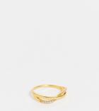 Bloom & Bay Gold Plated Twist Ring With Crystal Details