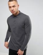 Asos Polo Shirt In Gray Pique With Button Down Collar In Gray - Gray