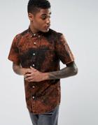 Asos Regular Fit Acid Wash Shirt With Abrasions In Black - Black