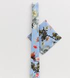 Asos Design Wedding Blue Floral Bow Tie & Pocket Square