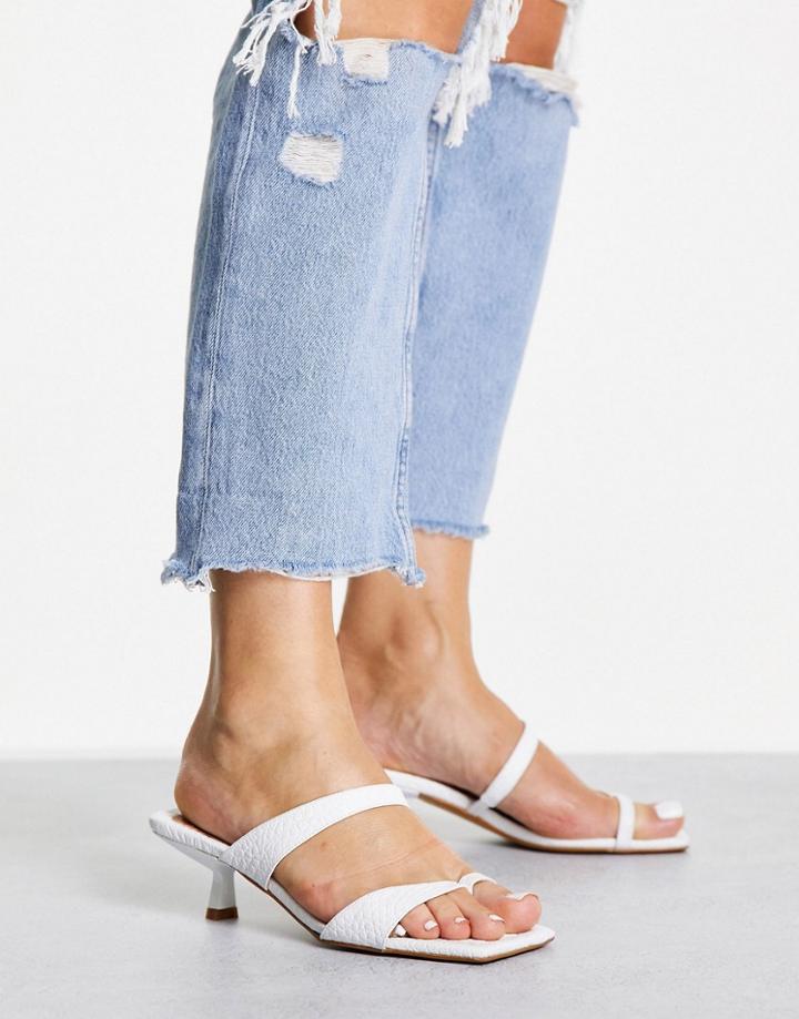 Topshop Ringo Leather Mid Mule In White