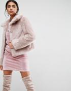 Asos Chubby Vintage Faux Fur Coat - Pink