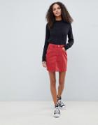 Brave Soul Brett Raw Edge Skirt - Red