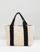 Stradivarius Bag With Black Handle - Cream