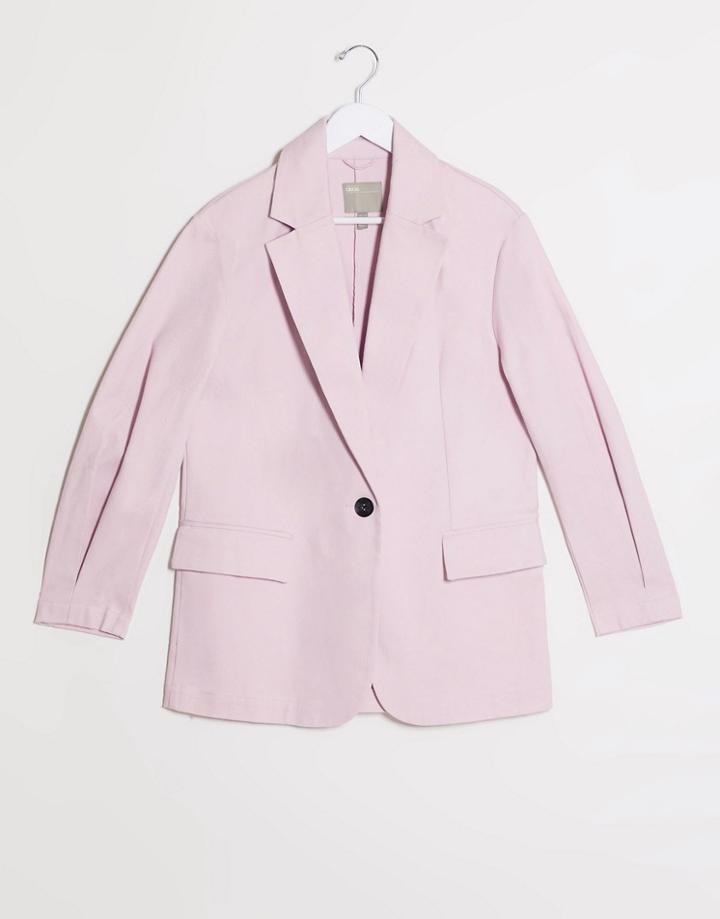 Asos Design Hero Xl Grandad Coat In Pastel Pink-brown