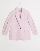 Asos Design Hero Xl Grandad Coat In Pastel Pink-brown