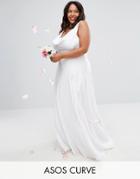 Asos Curve Bridal Soft Drape Front Maxi Dress - White