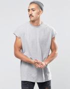 Asos Oversized Sleeveless T-shirt In Gray Marl - Gray Marl