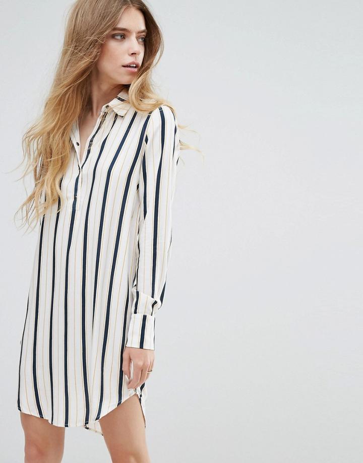 Vila Stripe Shirt Dress - Navy