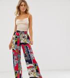 Outrageous Fortune Wide Leg Pants In Red Scarf Print-multi