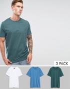 Asos Longline T-shirt With Crew Neck 3 Pack Save - Multi