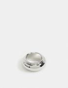 Asos Design Ring In Chunky Round Design In Silver Tone