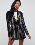 Miss Selfridge Tie Side Blazer In Stripe - Multi