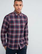 Esprit Regular Fit Long Sleeve Shirt In Flanel Check Cotton - Red