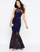 Jessica Wright Darcia High Neck Maxi Dress - Navy