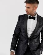 River Island Blazer With Snake Print In Black - Black