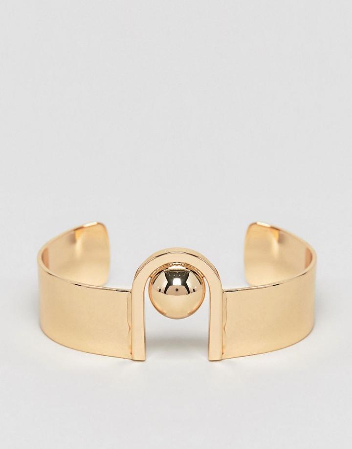 Asos Statement Ball Detail Cuff Bracelet - Gold