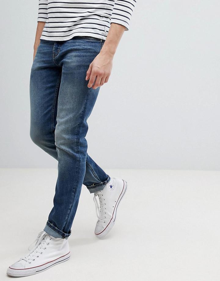Mango Man Slim Jeans In Darkwash Blue - Blue