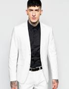 Devil's Advocate Skinny Stretch Fit Herringbone Suit Jacket - White