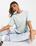 Asos Design Oversized T-shirt In Kitsch Floral Print In Lilac-purple