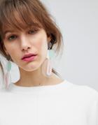 Asos Design Statement Pastel Metal And Resin Shape Earrings - Multi