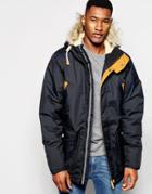 Clwr Parka With Faux Fur Trim & Down Like Insulation - Black