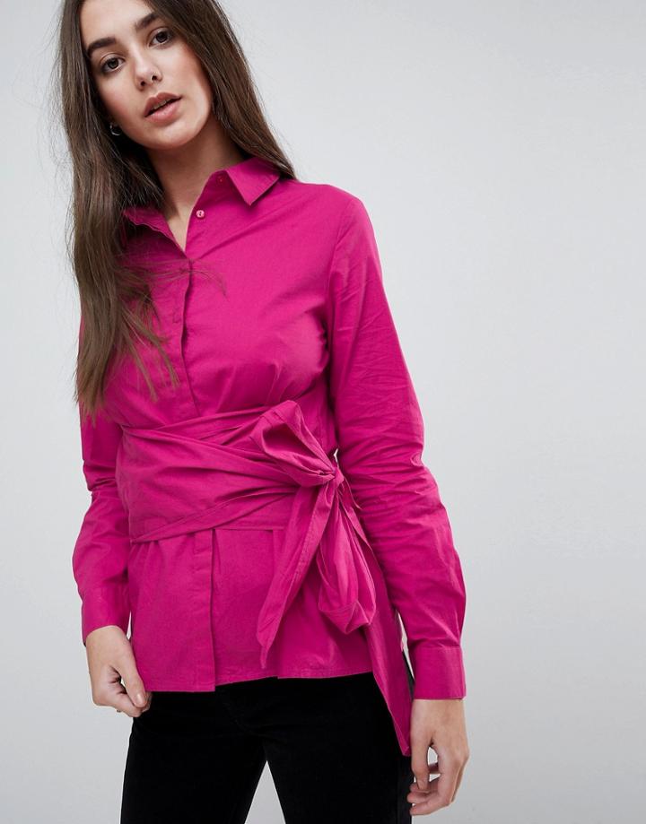 Vila Wrap Around Shirt-pink