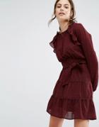 Ba & Sh Relax Ruffle Dress In Print - Red