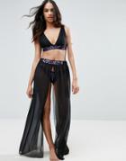 Asos Glimmer Gem Encrusted Beach Sarong - Black