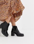 Asos Design Rosa Chunky Lace Up Boots - Black