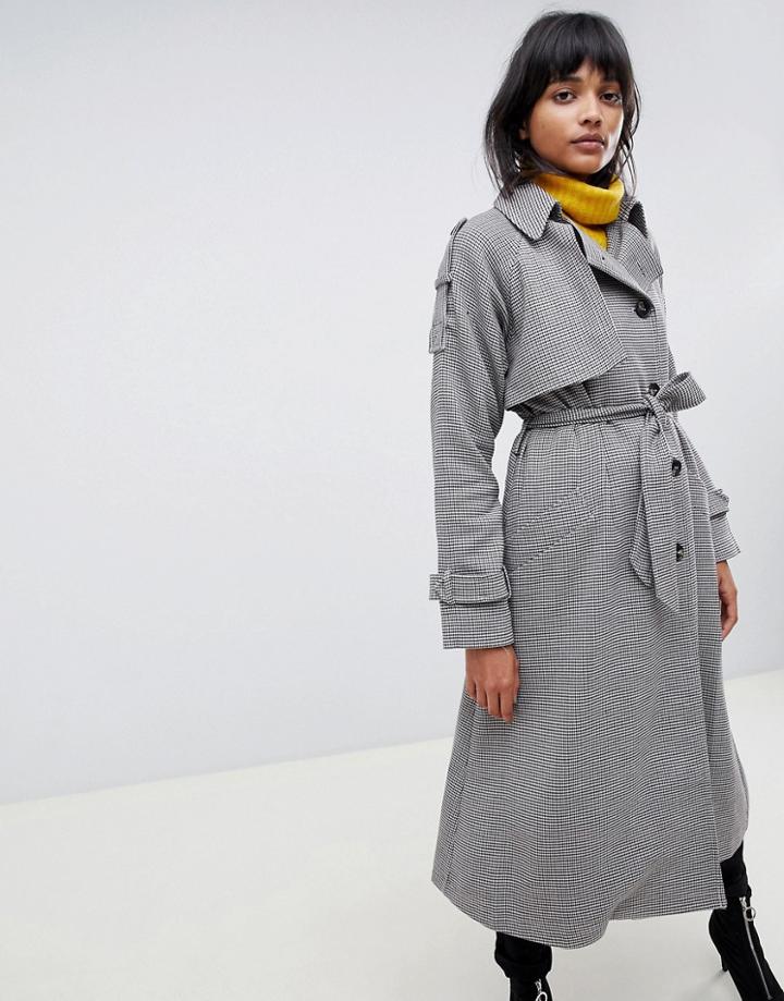 Asos Design Heritage Check Coat-red