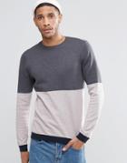 Asos Cotton Sweater In Color Block - Beige