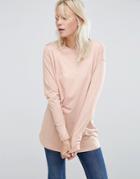 Asos Long Sleeve Longline T-shirt - Pink