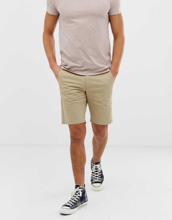 Farah Hawk Chino Twill Short In Sand - Tan