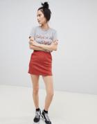 Pull & Bear Basic Micro Skirt - Red