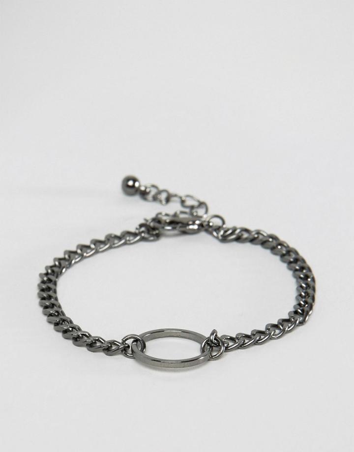 Asos Grunge Circle Chain Bracelet - Gun Metal