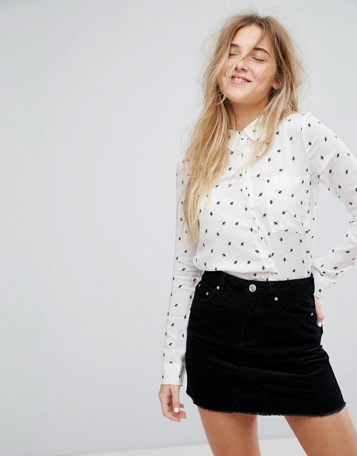 Pull & Bear Polka Dot Shirt - White