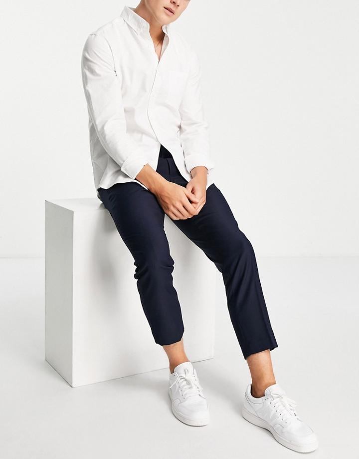 French Connection Skinny Fit Ankle Grazer Pants-navy