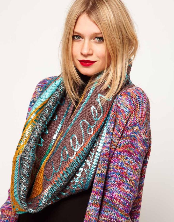 Lauren Mccalmont For Asos Foil Text Print Snood