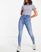 Stradivarius Super High Waist Skinny Jean In Light Blue-blues