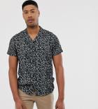 Jacamo Rever Collar Shirt In Leopard Print - Black