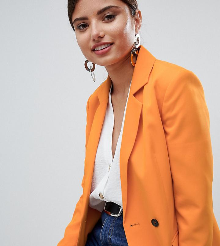 Missguided Button Detail Tailored Blazer - Orange