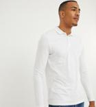 Asos Design Tall Long Sleeve Jersey Polo In White - White
