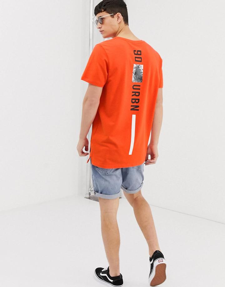 Jack & Jones Core Oversized Back Print T-shirt In Orange-red